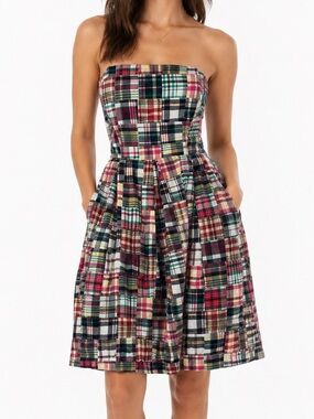 Tommy Hilfiger Plaid Strapless Dress Sz 6